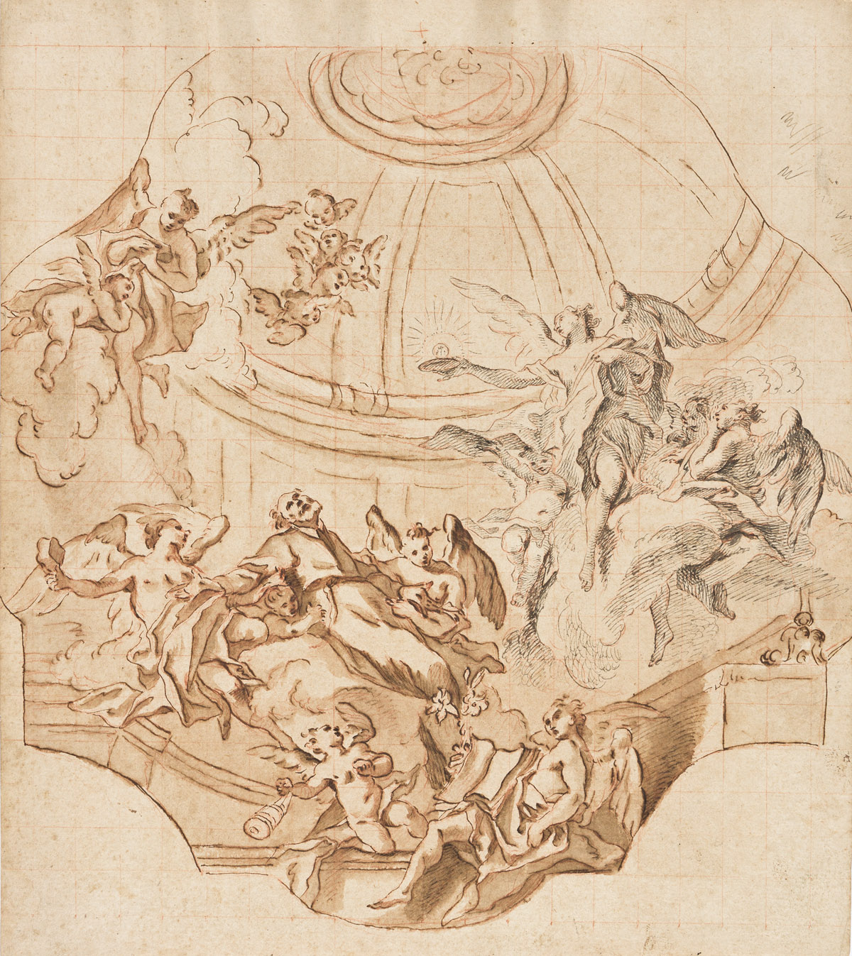 IGNAZIO STERN (ATTRIBUTED TO) (Mauerkirchen 1679-1748 Rome) A Saint Carried to Heaven by Angels and Cherubs, Study for a Dome Decoratio